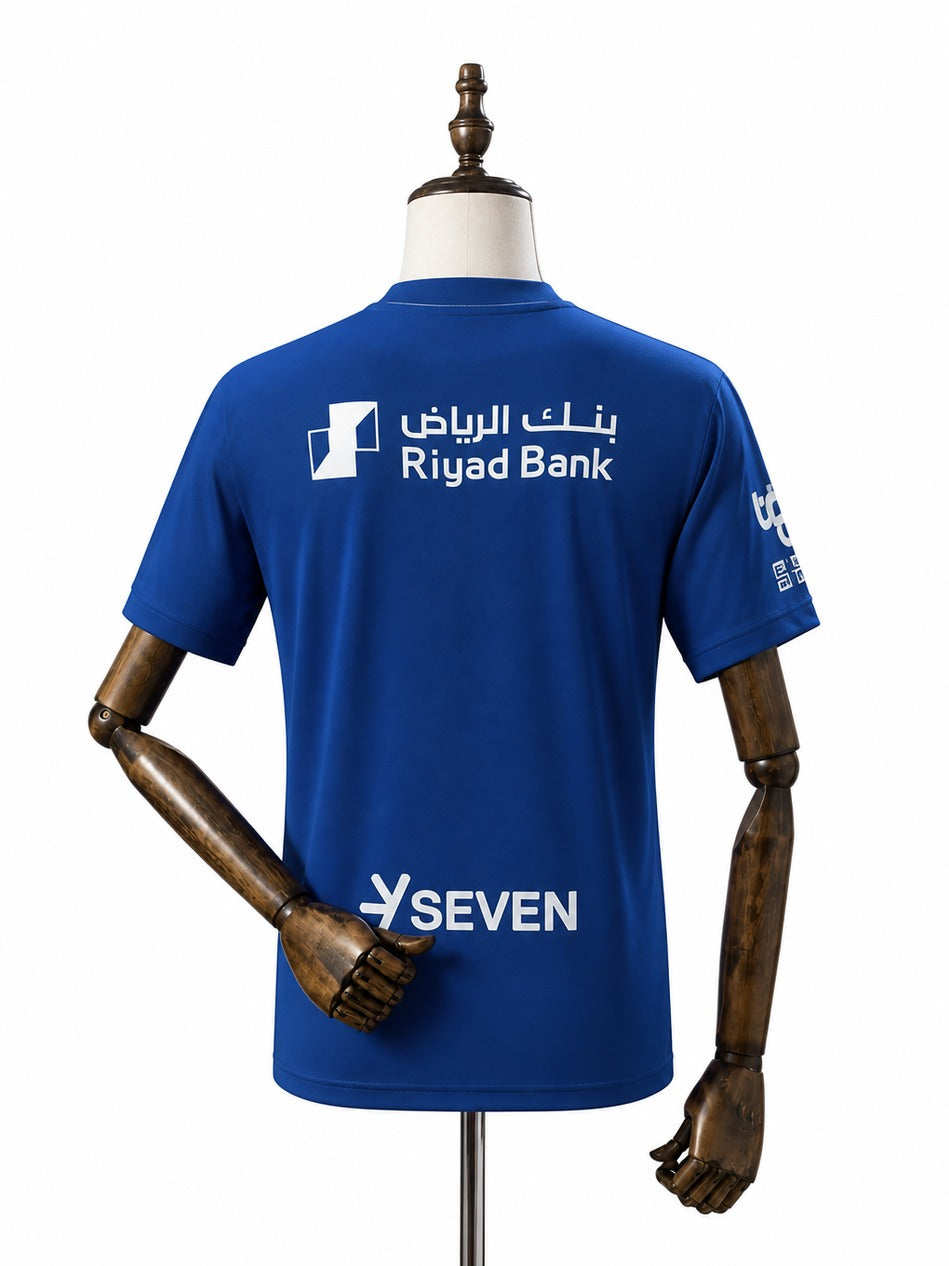 Camisa Al-Hilal - 1º Uniforme Torcedor 2025/2026 verso manequim fundo branco