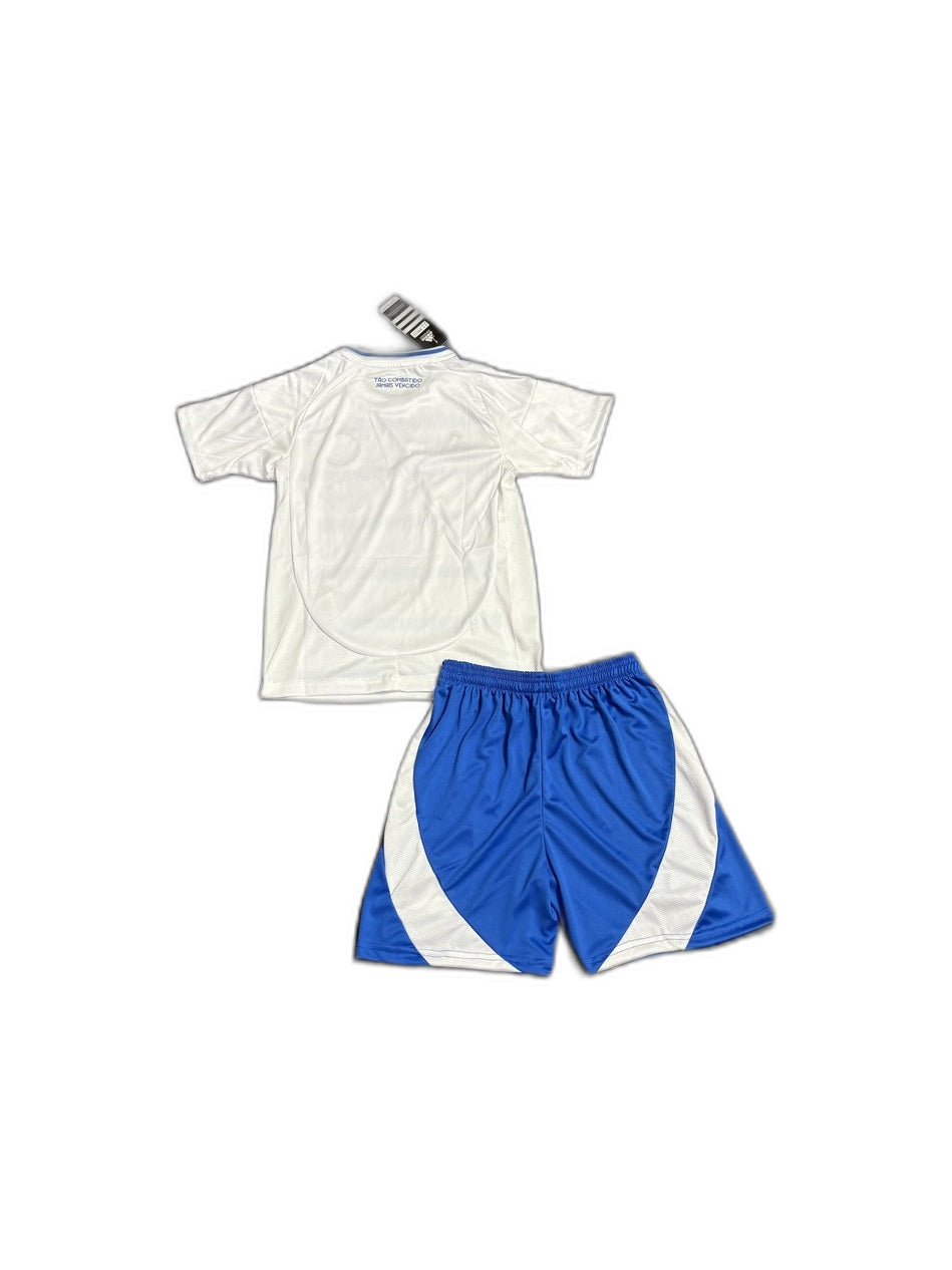 Camisa 2025-26 Cruzeiro Away Infantil verso fundo branco