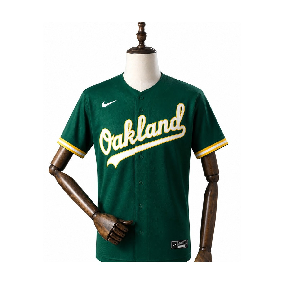 Oakland Athletics MLB – Camisa Oficial Segunda (Away) verso manequim fundo branco
