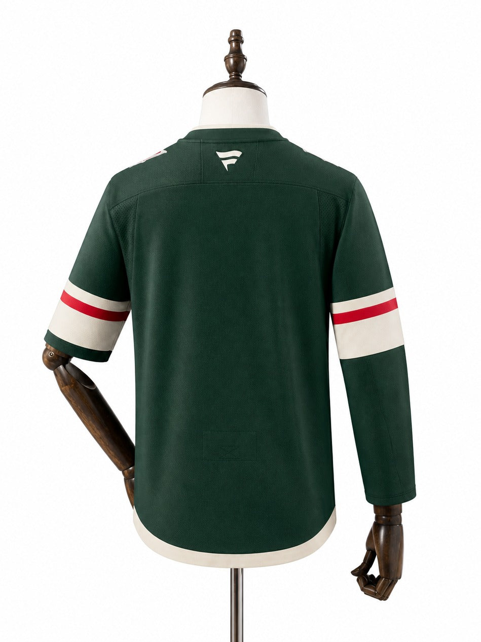 Minnesota Wild NHL Jersey – Home & Away verso real web manequim fundo branco