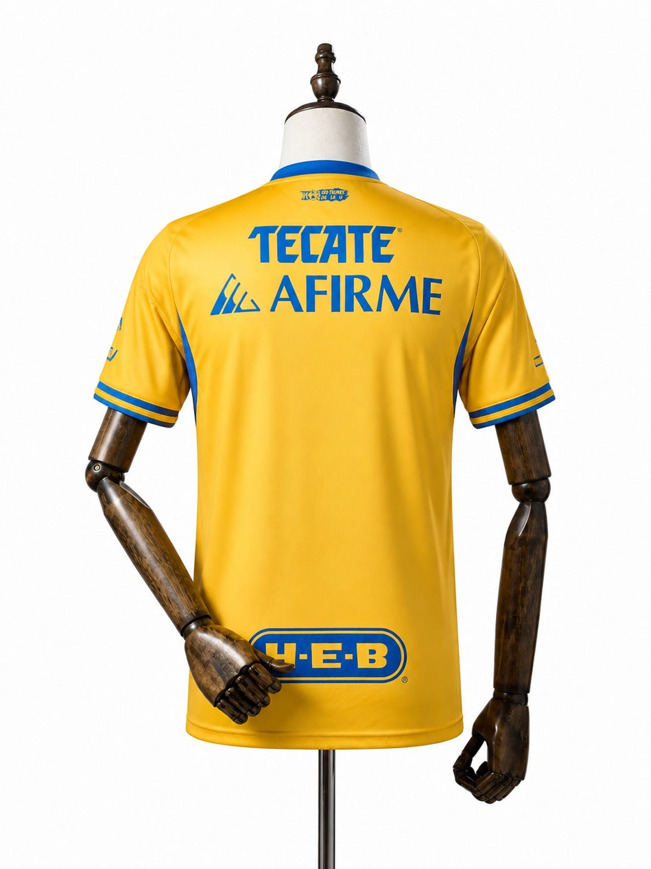 Camisa Tigres - 1º Uniforme Torcedor 2025/2026 verso manequim fundo branco