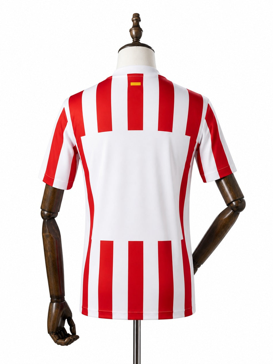 Camisa Atlético Madrid - 1º Uniforme Torcedor 2025/26 verso manequim fundo branco