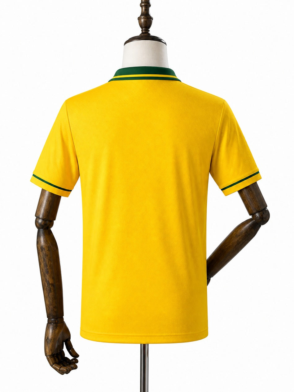 Camisa Seleção Brasileira Retrô Amarela 1994 verso manequim fundo branco