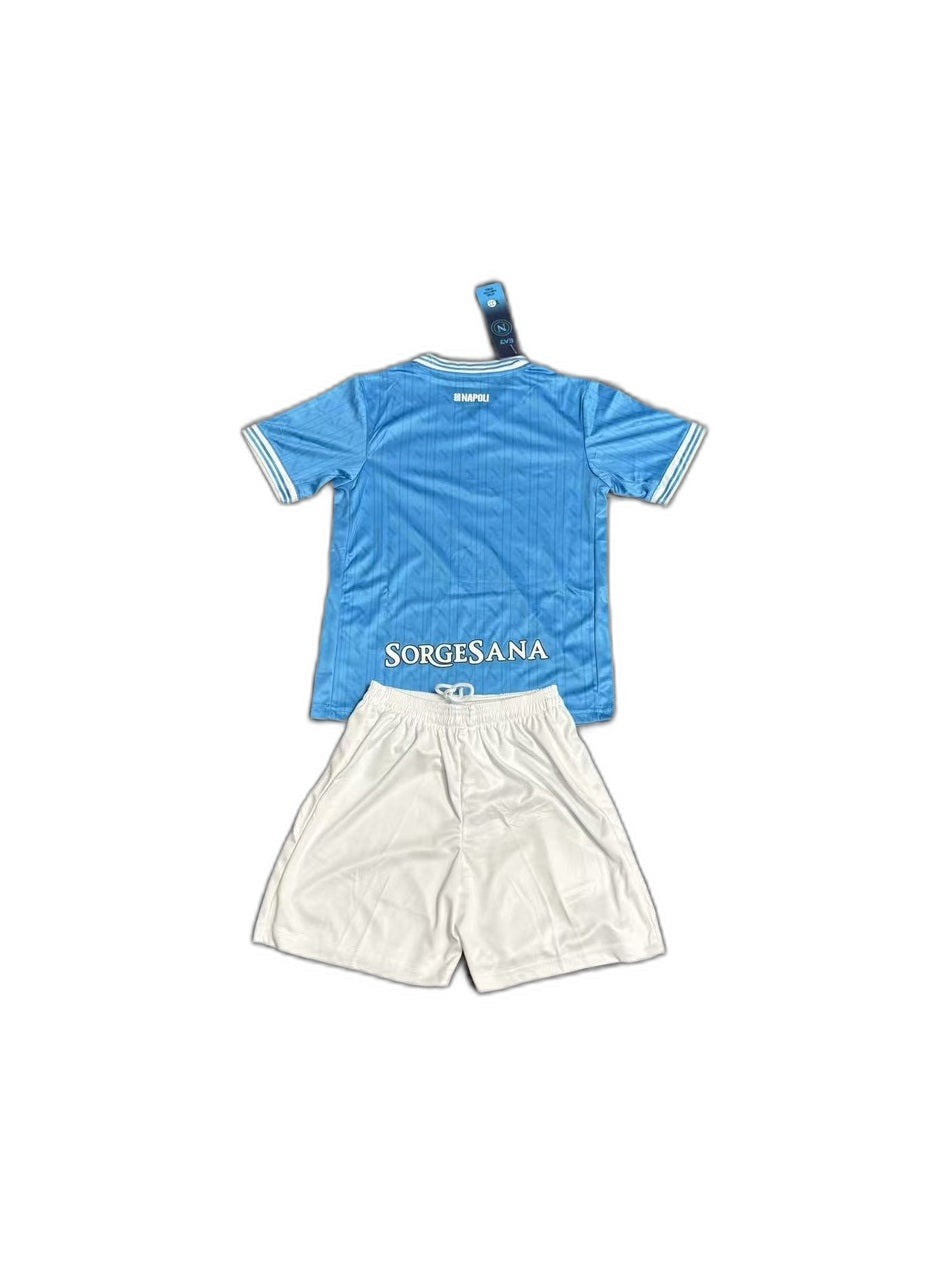 Camisa 2025-26 Napoli Home Infantil verso fundo branco