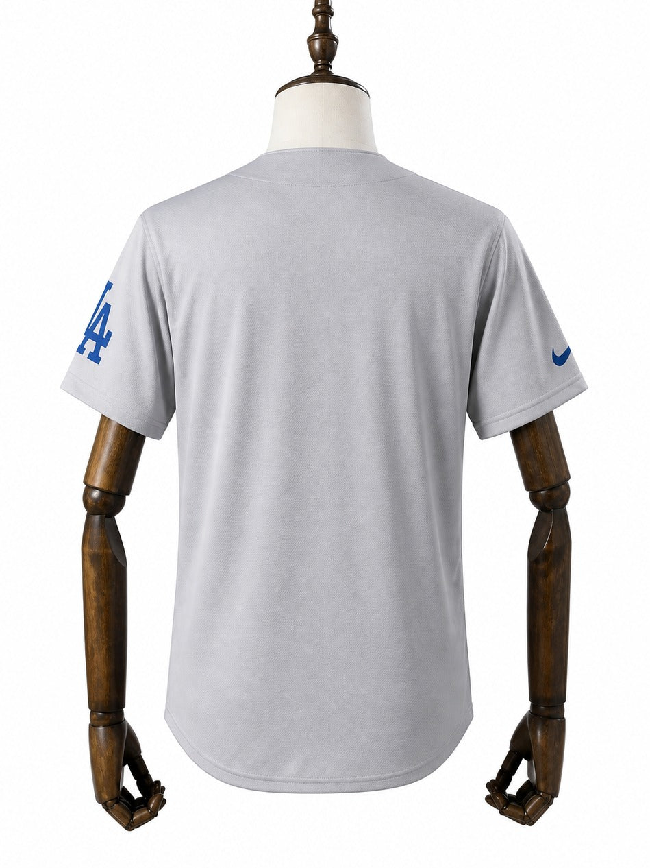 Los Angeles Dodgers MLB – Camisa Oficial Segunda (Away) verso manequim fundo branco
