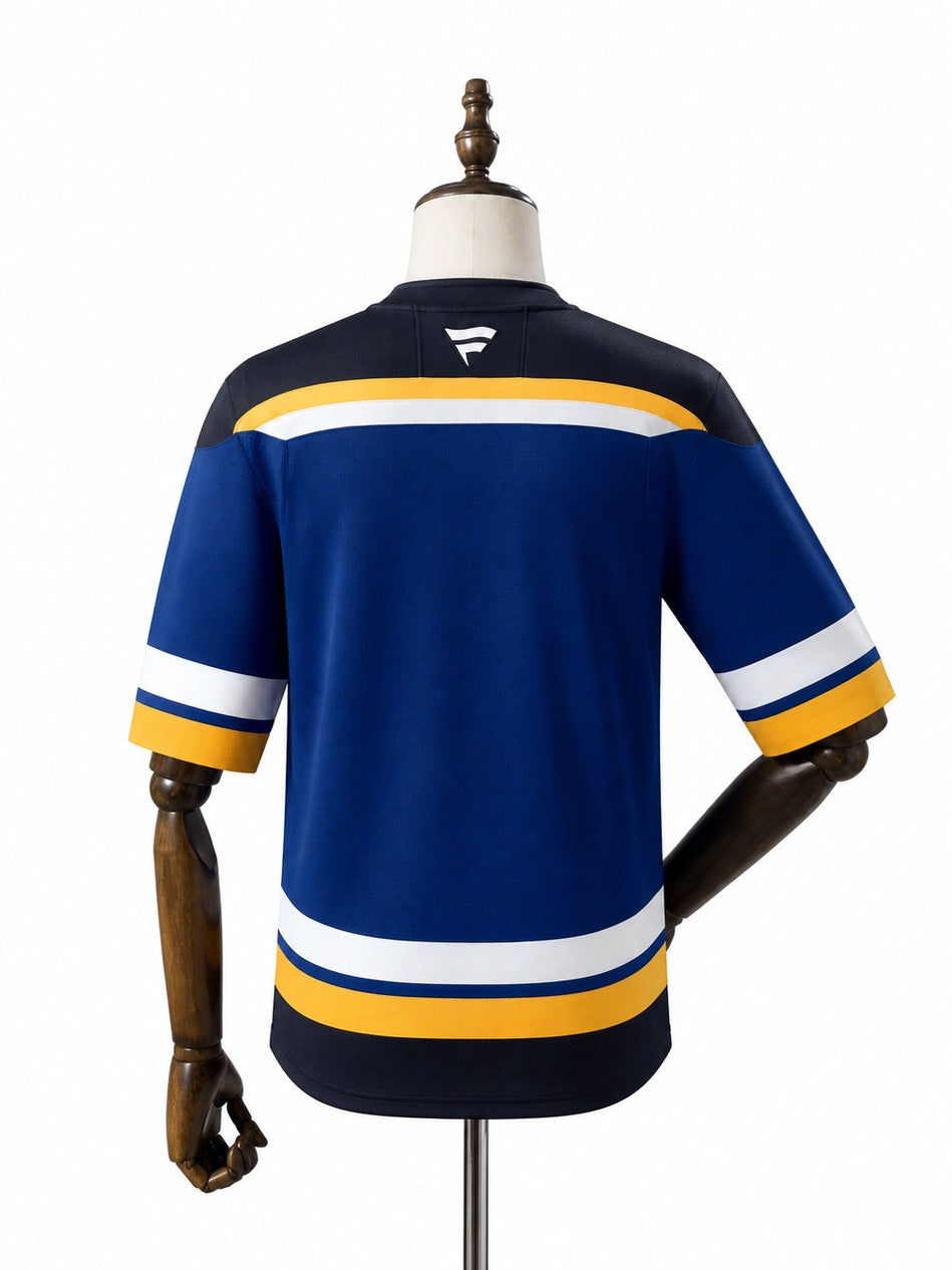 St. Louis Blues NHL Jersey – Home & Away verso real web manequim fundo branco