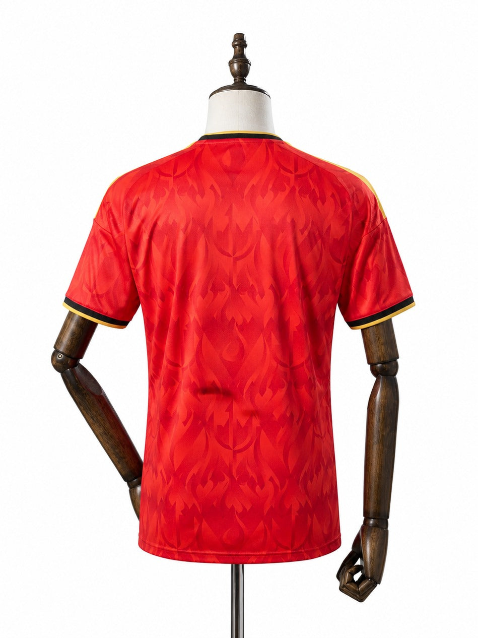 Camisa Seleção Bélgica - 1º Uniforme Torcedor 2026 verso manequim fundo branco