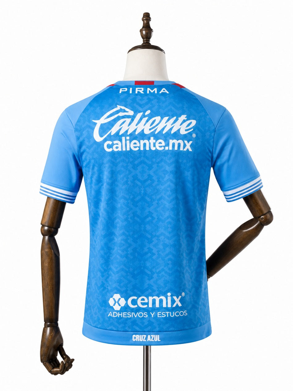 Camisa Cruz Azul - 1º Uniforme Torcedor 2024/2025 verso manequim fundo branco
