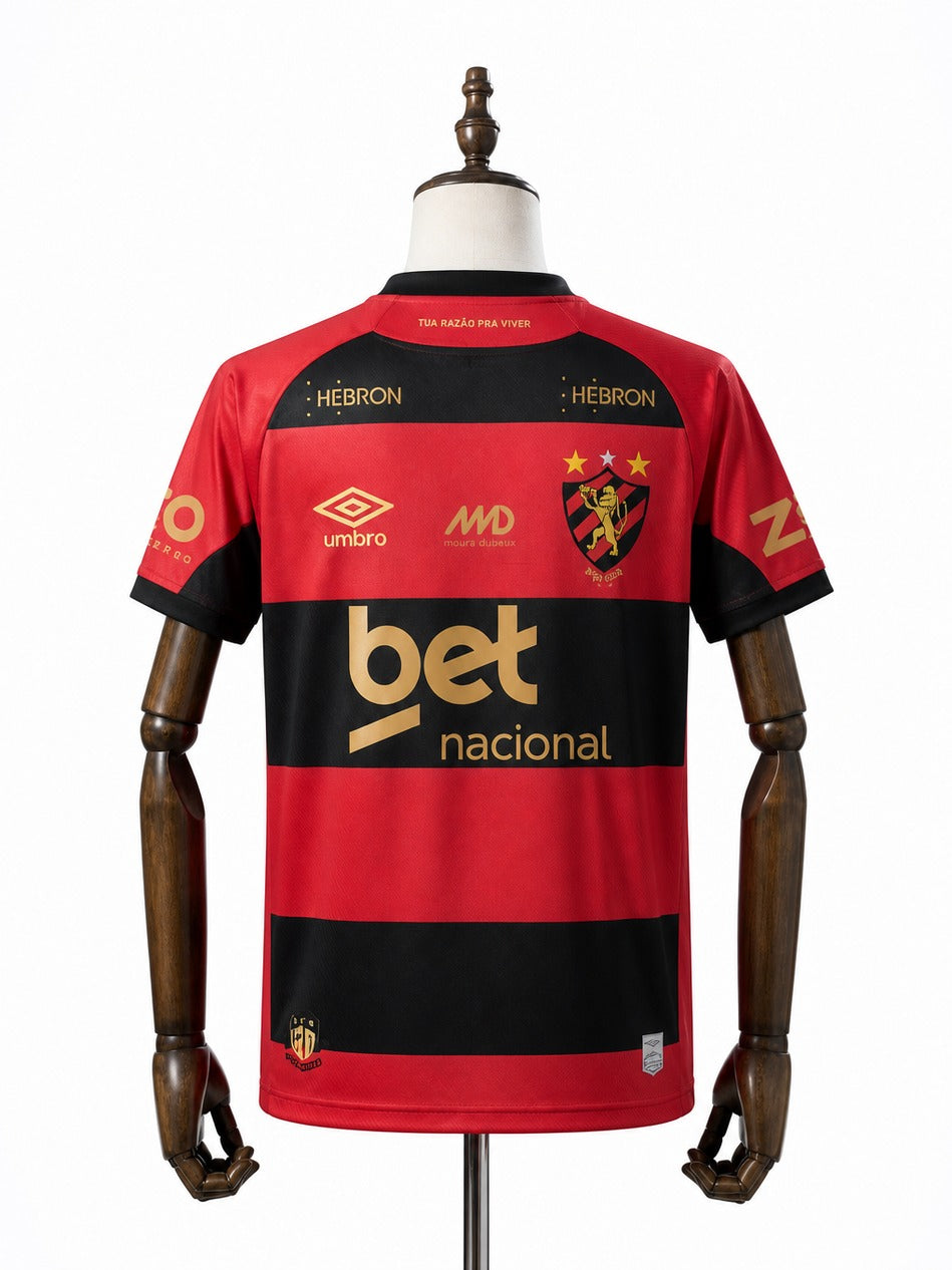 Camisa Sport Recife - 1º Uniforme Jogador 2025/2026 verso manequim fundo branco