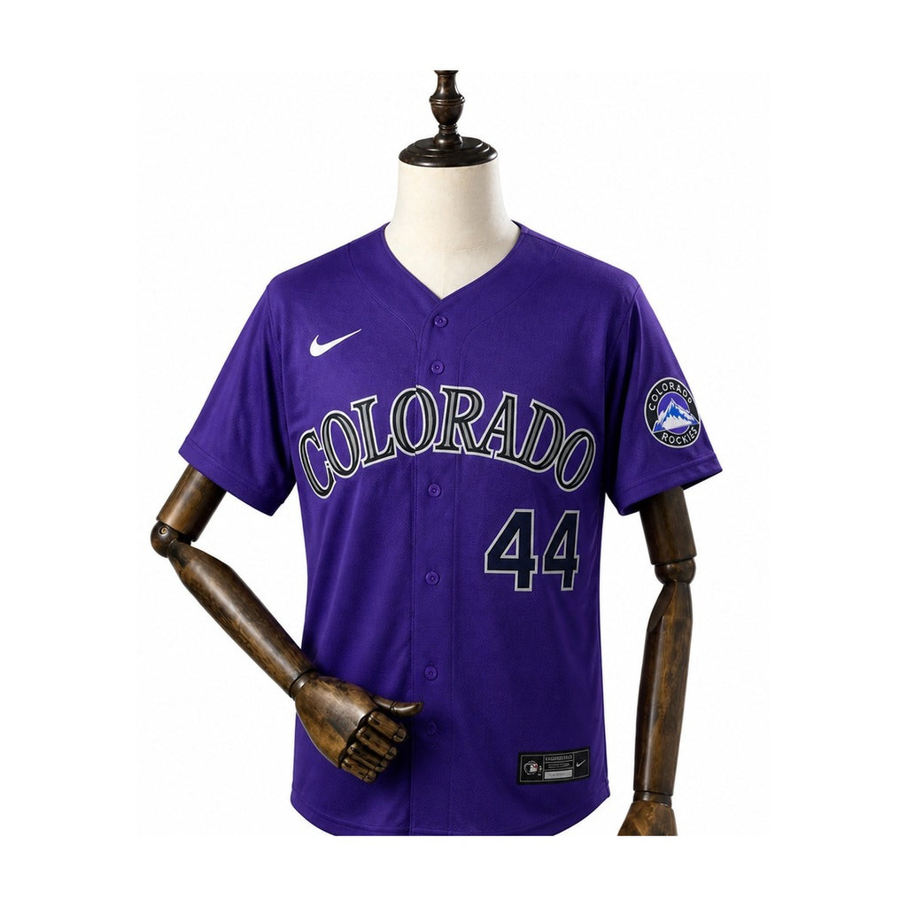 Colorado Rockies MLB – Camisa Oficial Segunda (Away) verso manequim fundo branco