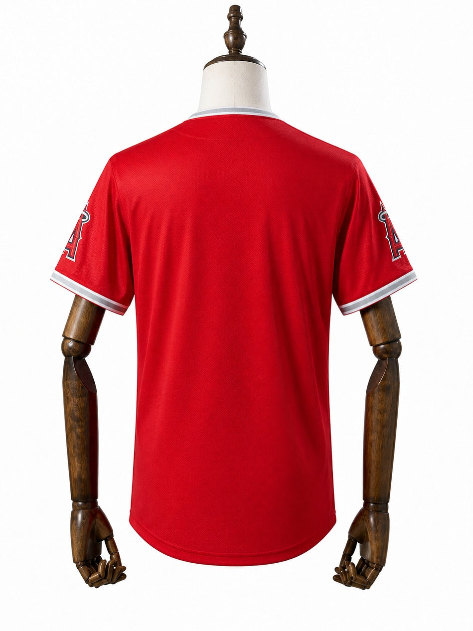Los Angeles Angels MLB – Camisa Oficial Segunda (Away) verso manequim fundo branco