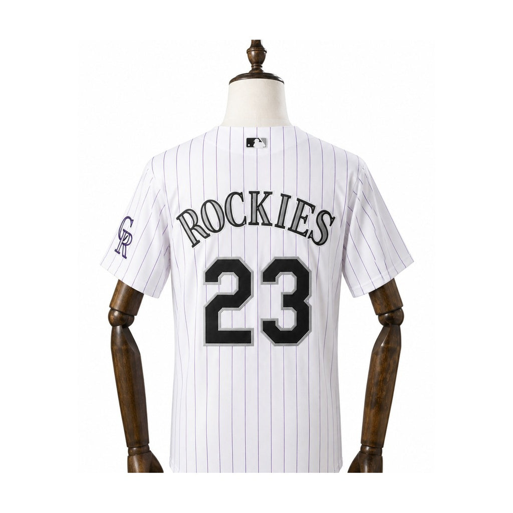 Colorado Rockies MLB – Camisa Oficial Primeira (Home) verso manequim fundo branco