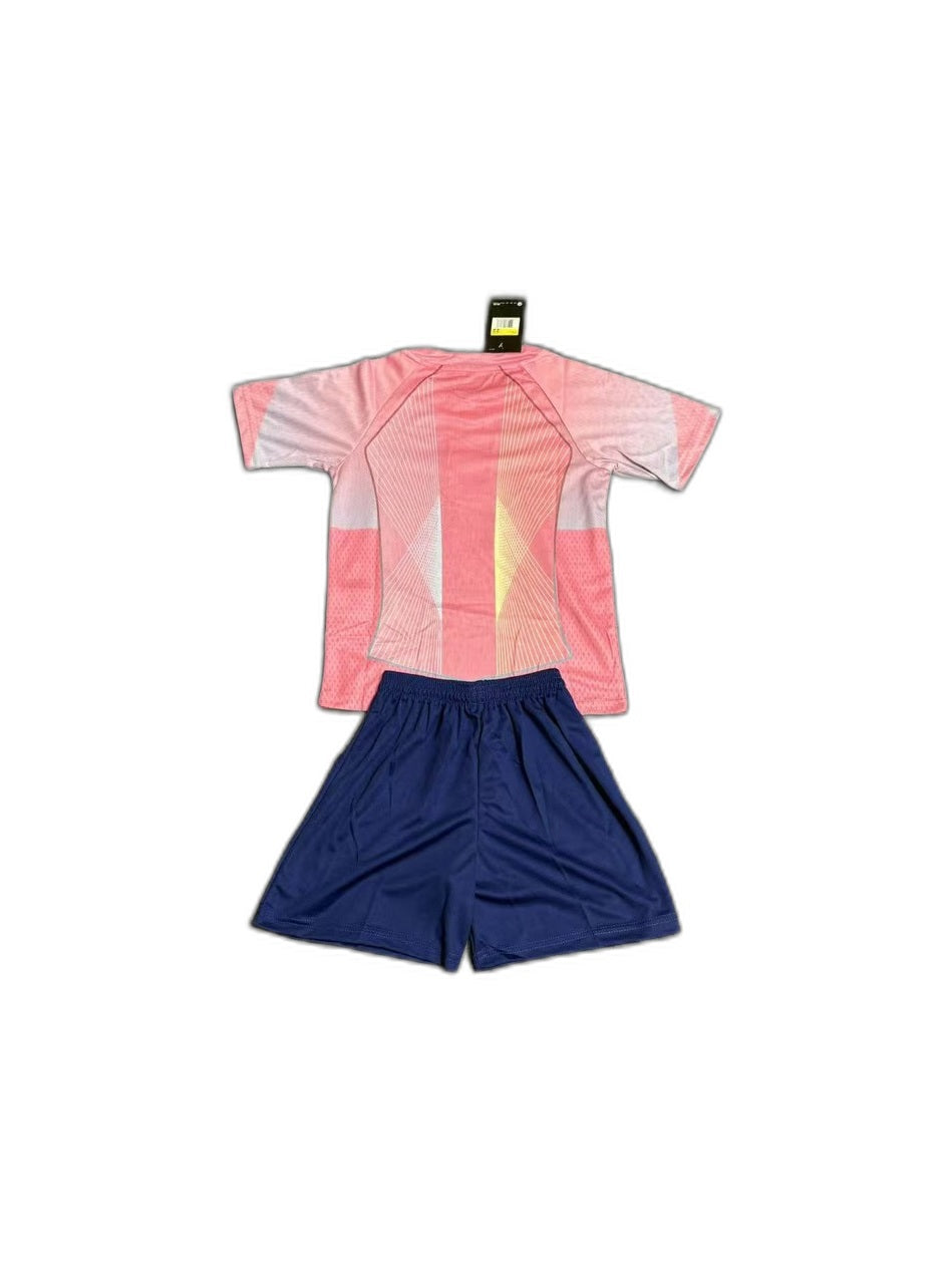 Camisa 2025-26 Barcelona Pink Infantil verso fundo branco