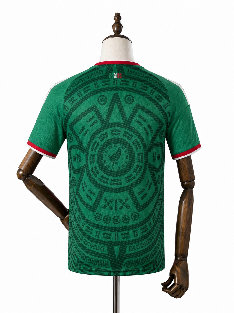 Camisa Seleção México 1 uniforme 2026 verso manequim fundo branco