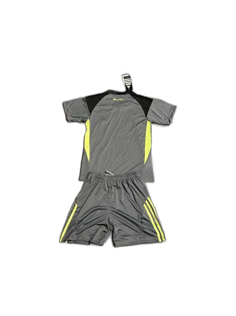 Camisa 2025-26 Manchester United Grey Infantil verso fundo branco