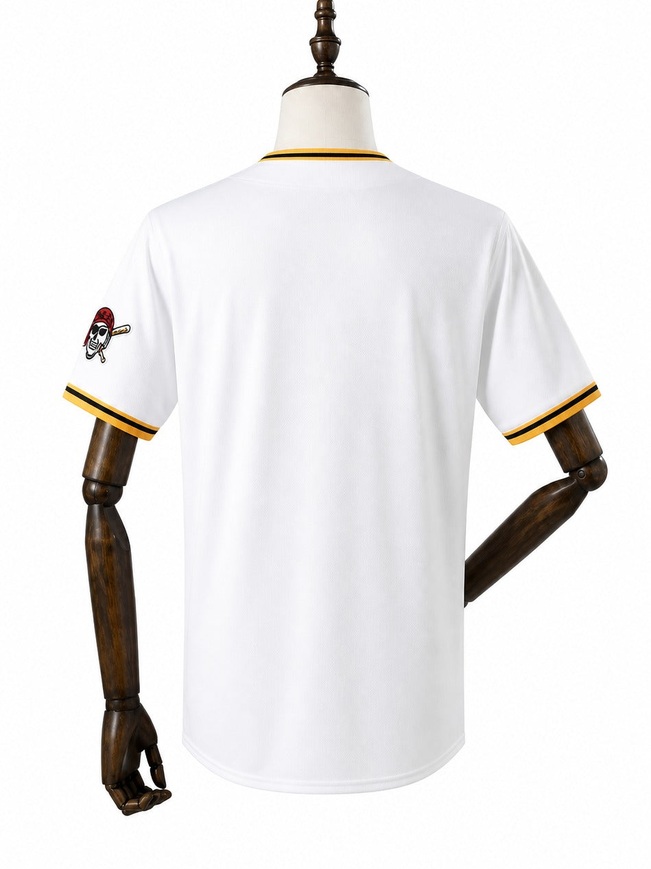 Pittsburgh Pirates MLB – Camisa Oficial Primeira (Home) verso manequim fundo branco