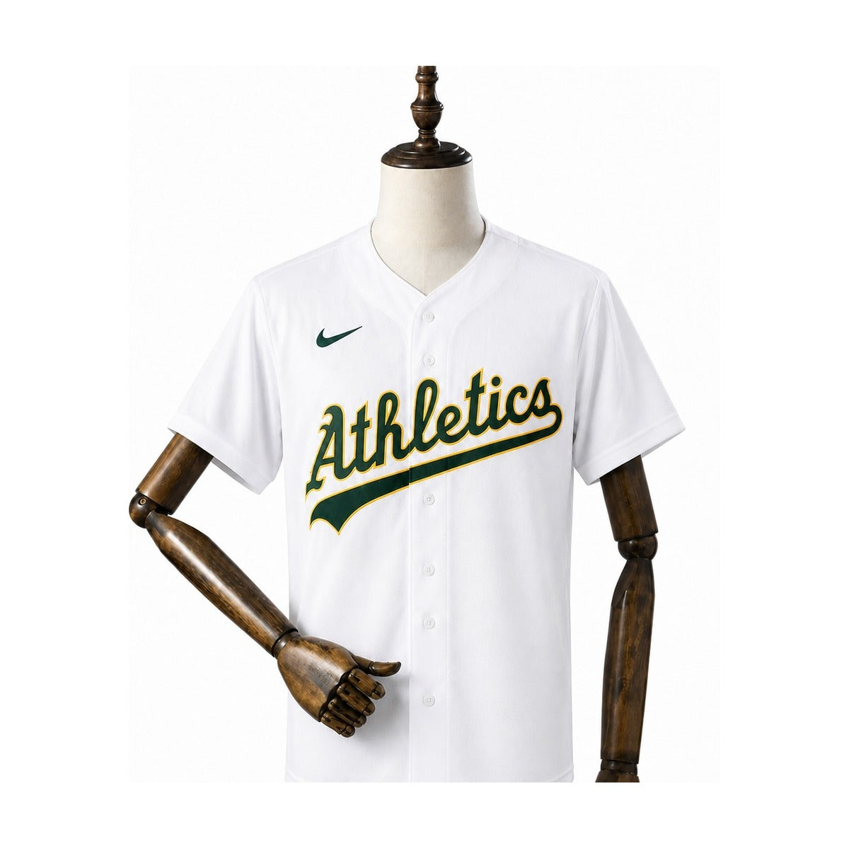 Oakland Athletics MLB – Camisa Oficial Primeira (Home) verso manequim fundo branco