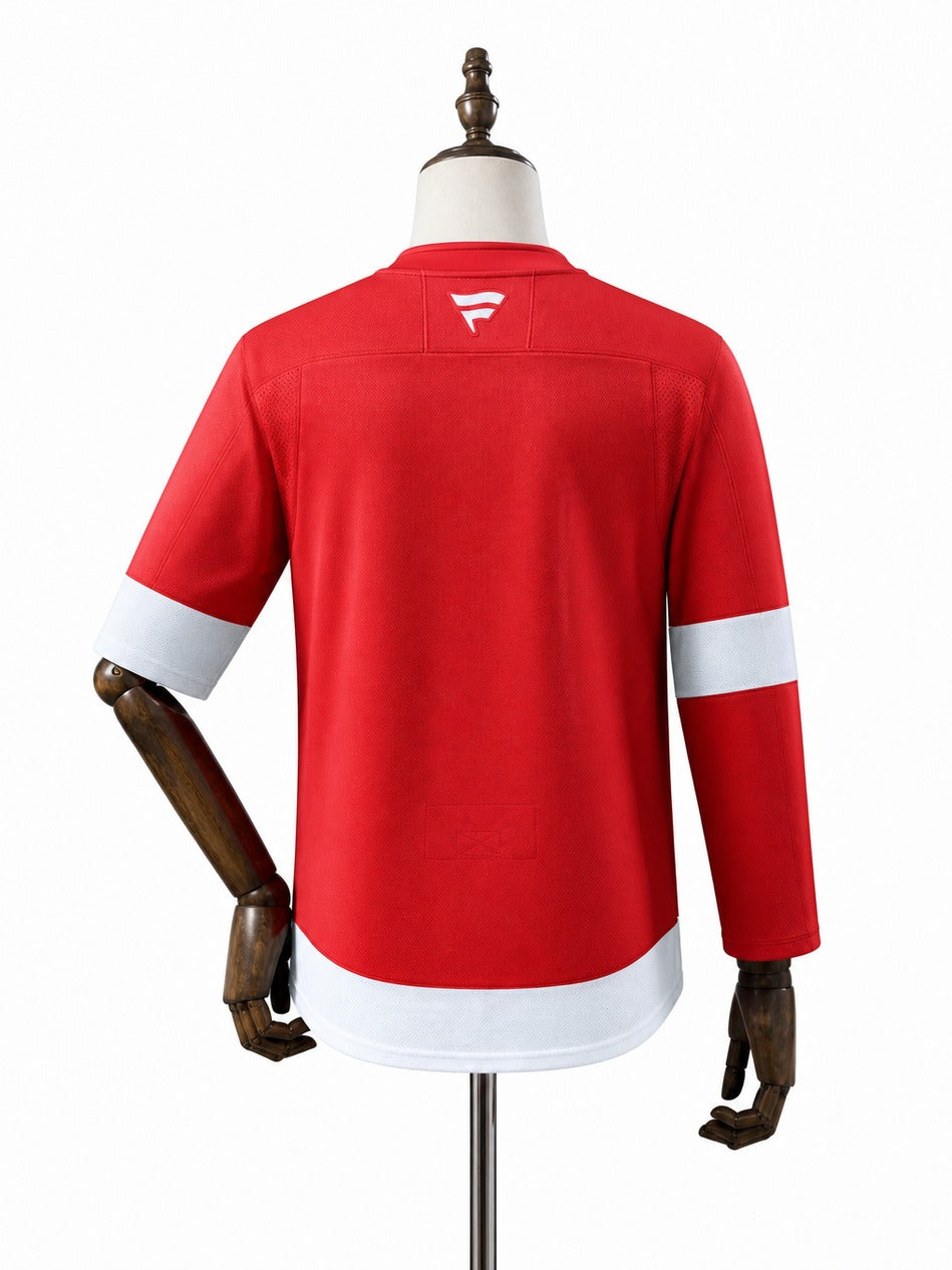 Detroit Red Wings NHL Jersey – Home & Away verso real web manequim fundo branco