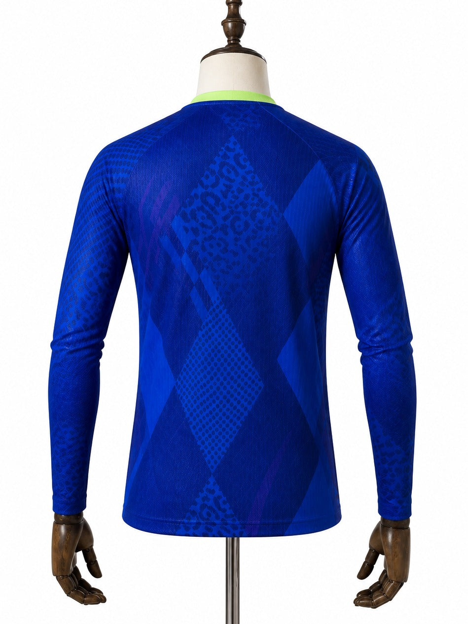 Camisa Seleção Brasileira Azul Manga Longa (Edição Especial) verso manequim fundo branco