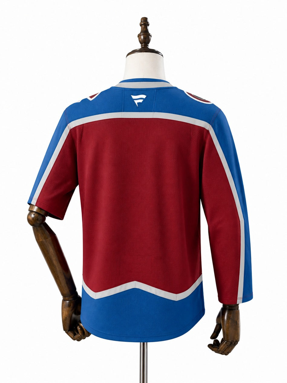 Colorado Avalanche NHL Jersey – Home & Away verso real web manequim fundo branco