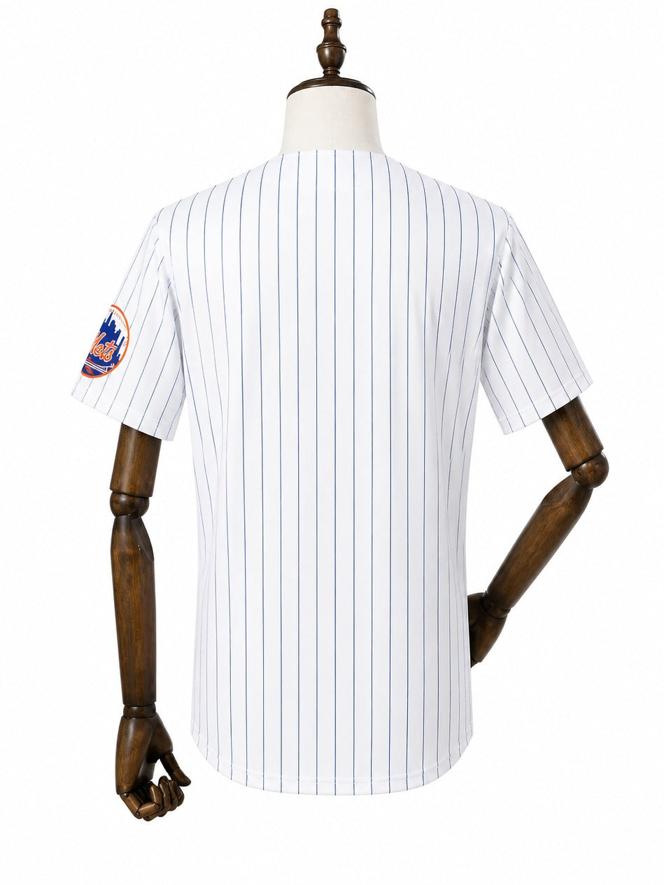 New York Mets MLB – Camisa Oficial Primeira (Home) verso manequim fundo branco