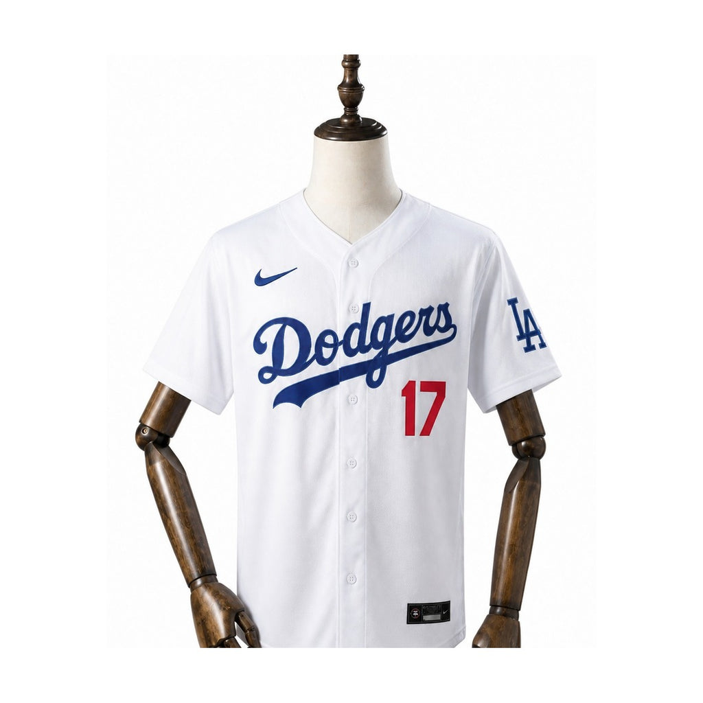 Los Angeles Dodgers MLB – Camisa Oficial Primeira (Home) verso manequim fundo branco