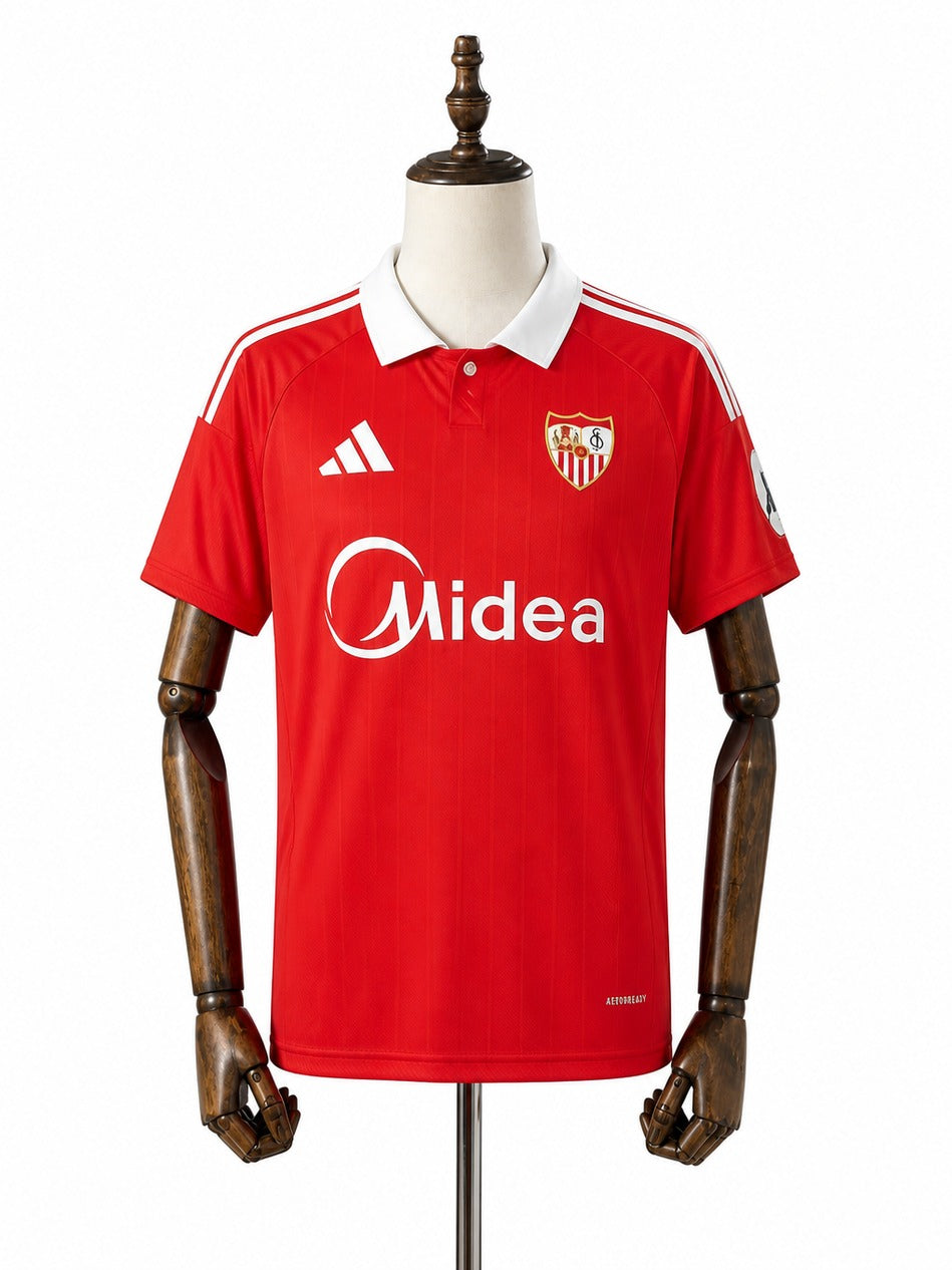 Camisa Sevilla - 2º Uniforme Torcedor 2025/26 verso manequim fundo branco