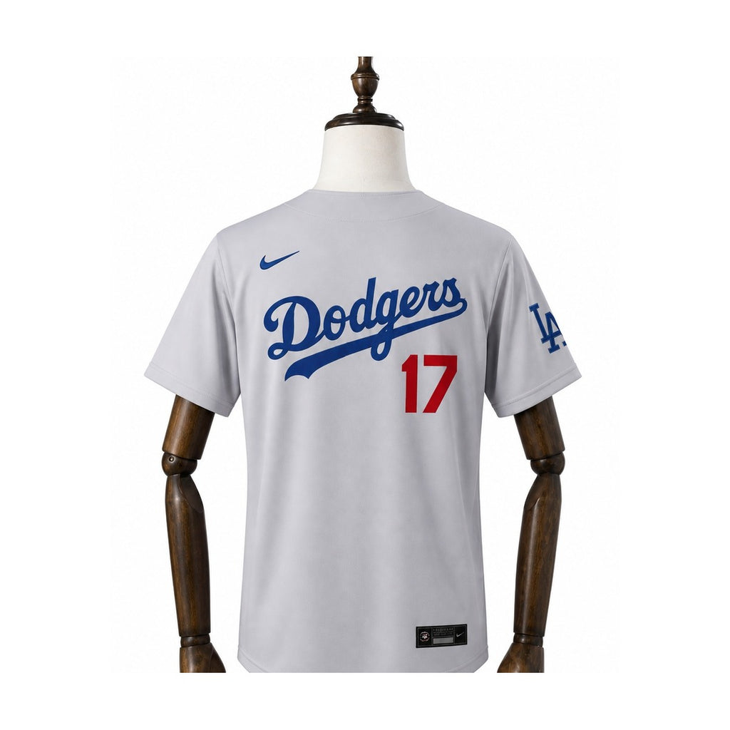 Los Angeles Dodgers MLB – Camisa Oficial Segunda (Away) verso manequim fundo branco