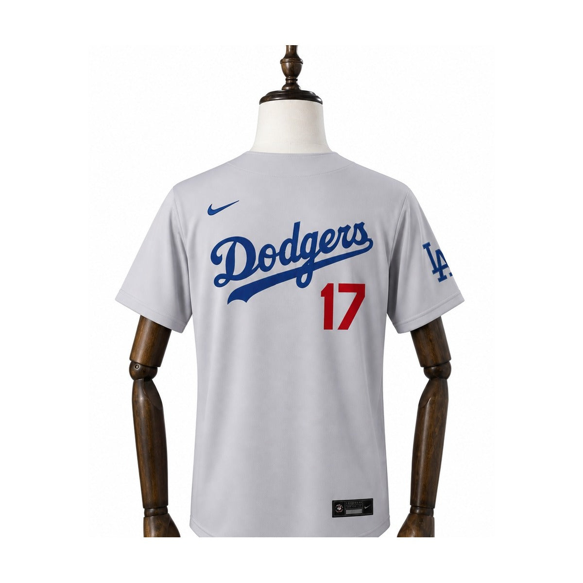 Los Angeles Dodgers MLB – Camisa Oficial Segunda (Away) verso manequim fundo branco