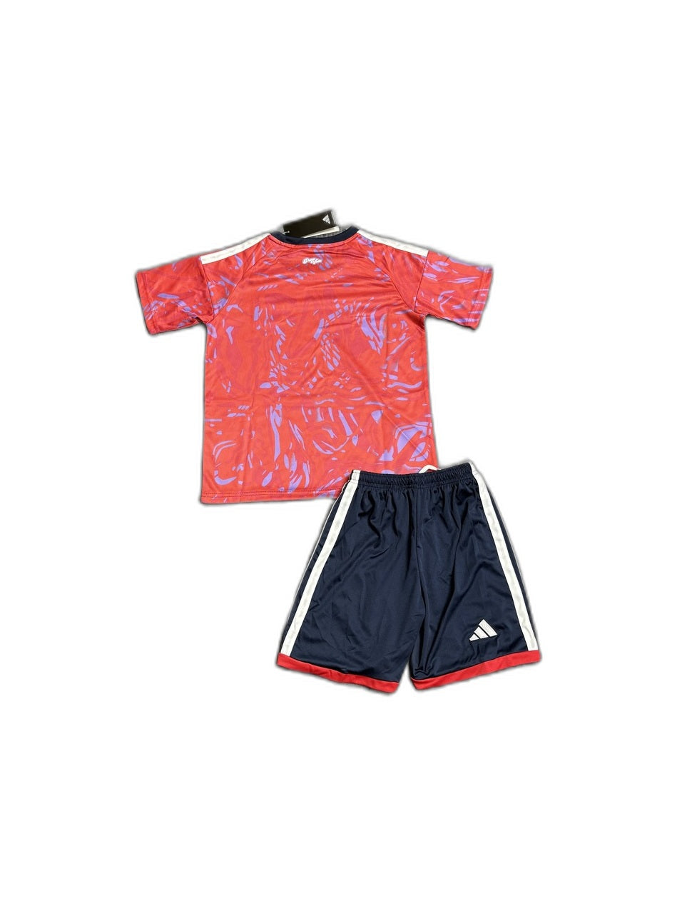 Camisa 2026 Costa Rica Home Infantil verso fundo branco