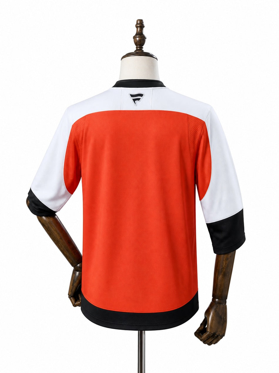 Philadelphia Flyers NHL Jersey – Home & Away verso real web manequim fundo branco