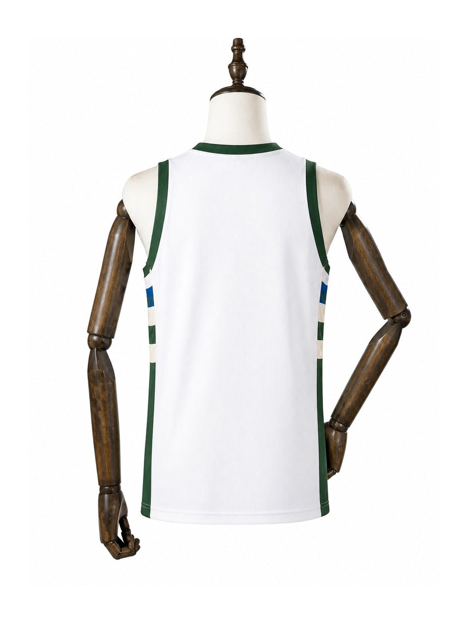Camiseta NBA Milwaukee Bucks - 1ª Camisa (Home) verso manequim fundo branco padronizada