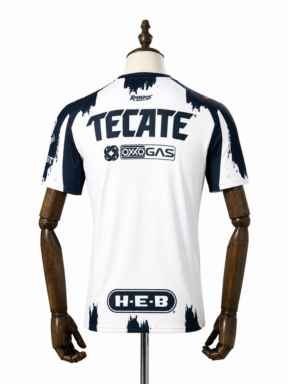 Camisa CF Monterrey - 1º Uniforme Torcedor 2025/2026 verso manequim fundo branco
