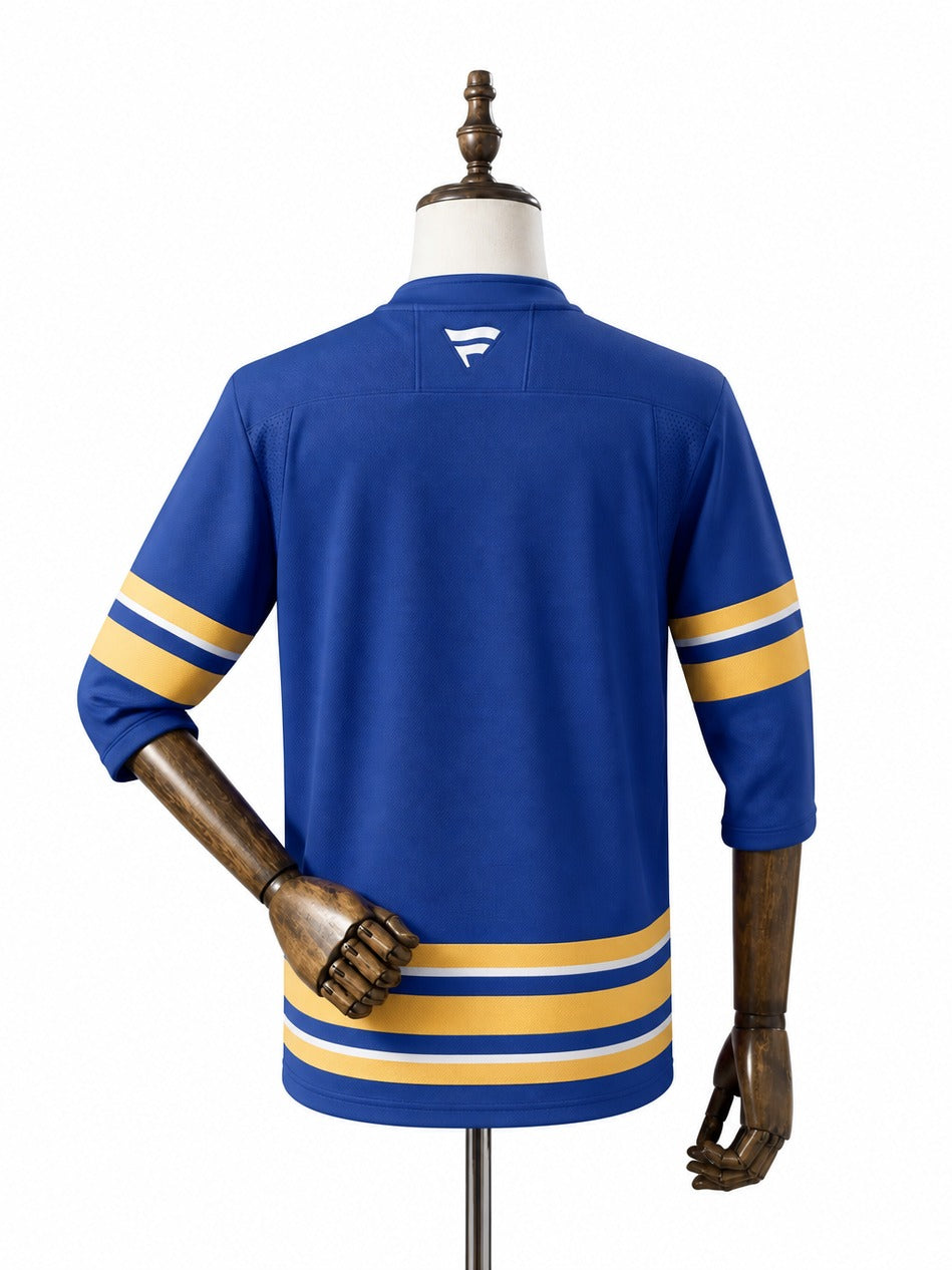 Buffalo Sabres NHL Jersey – Home & Away verso real web manequim fundo branco