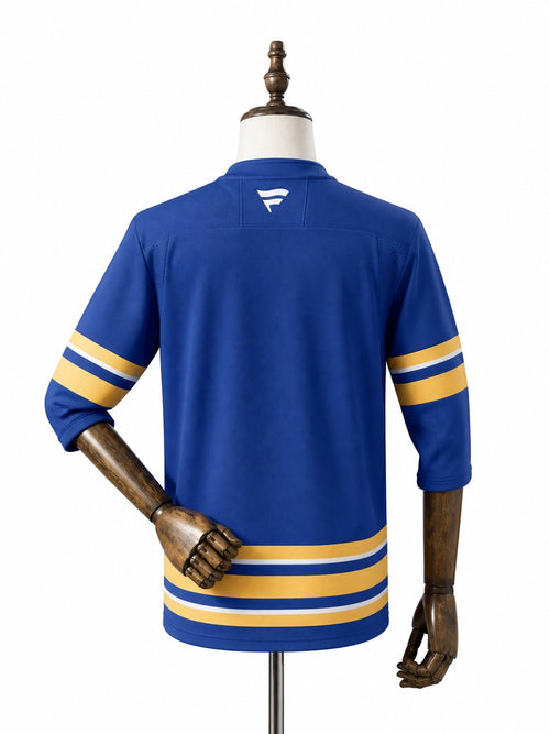 Buffalo Sabres NHL Jersey – Home & Away verso real web manequim fundo branco