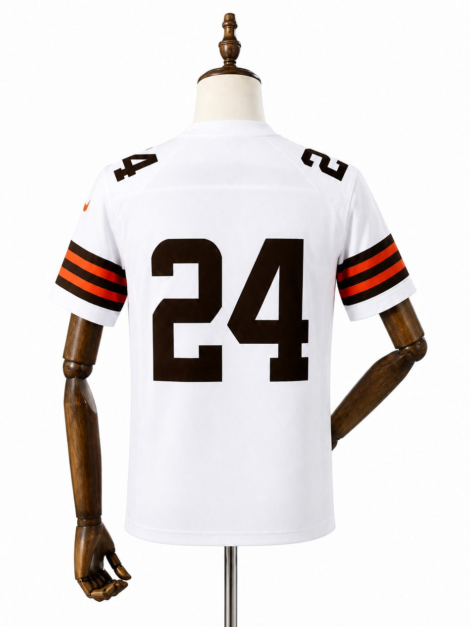 Camisa Cleveland Browns Away (Visitante) NFL verso manequim fundo branco