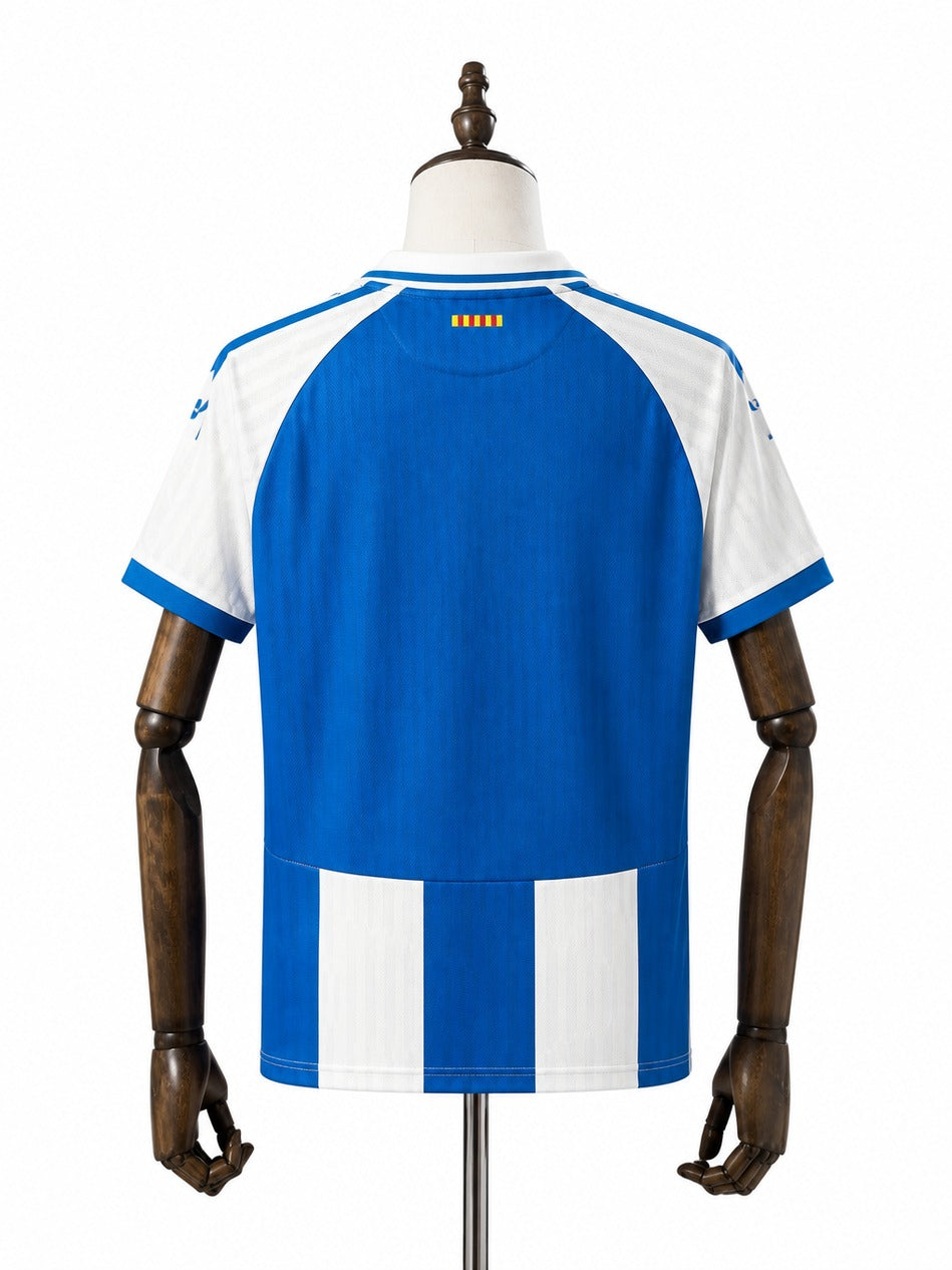 Camisa Espanyol - 1º Uniforme Torcedor 2025/26 verso manequim fundo branco