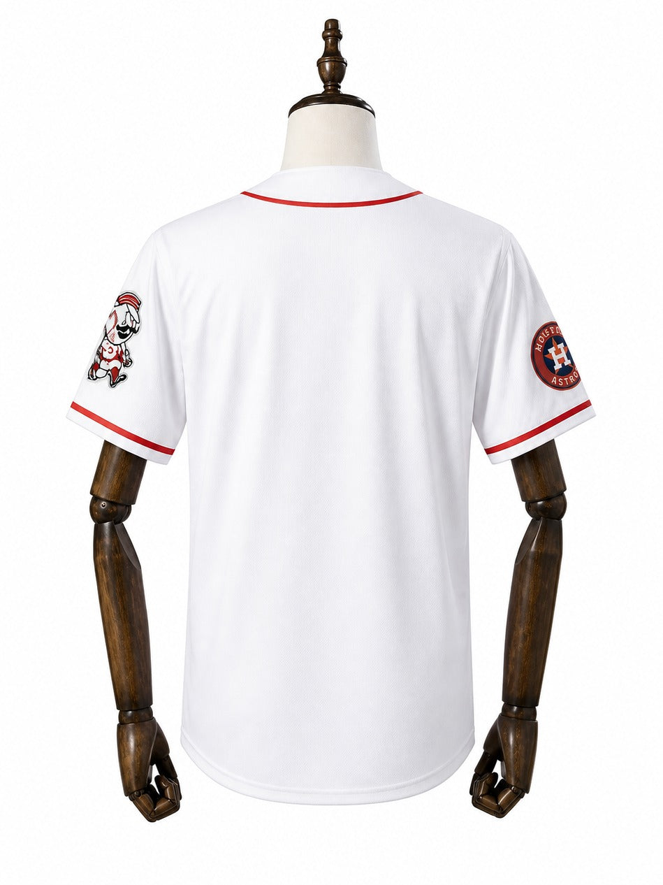 Cincinnati Reds MLB – Camisa Oficial Primeira (Home) verso manequim fundo branco