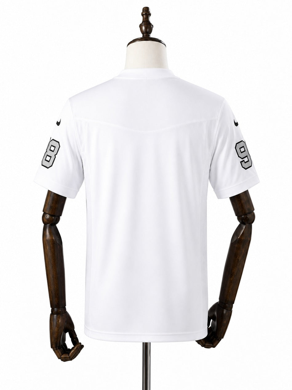 Camisa Las Vegas Raiders Away (Visitante) NFL verso manequim fundo branco