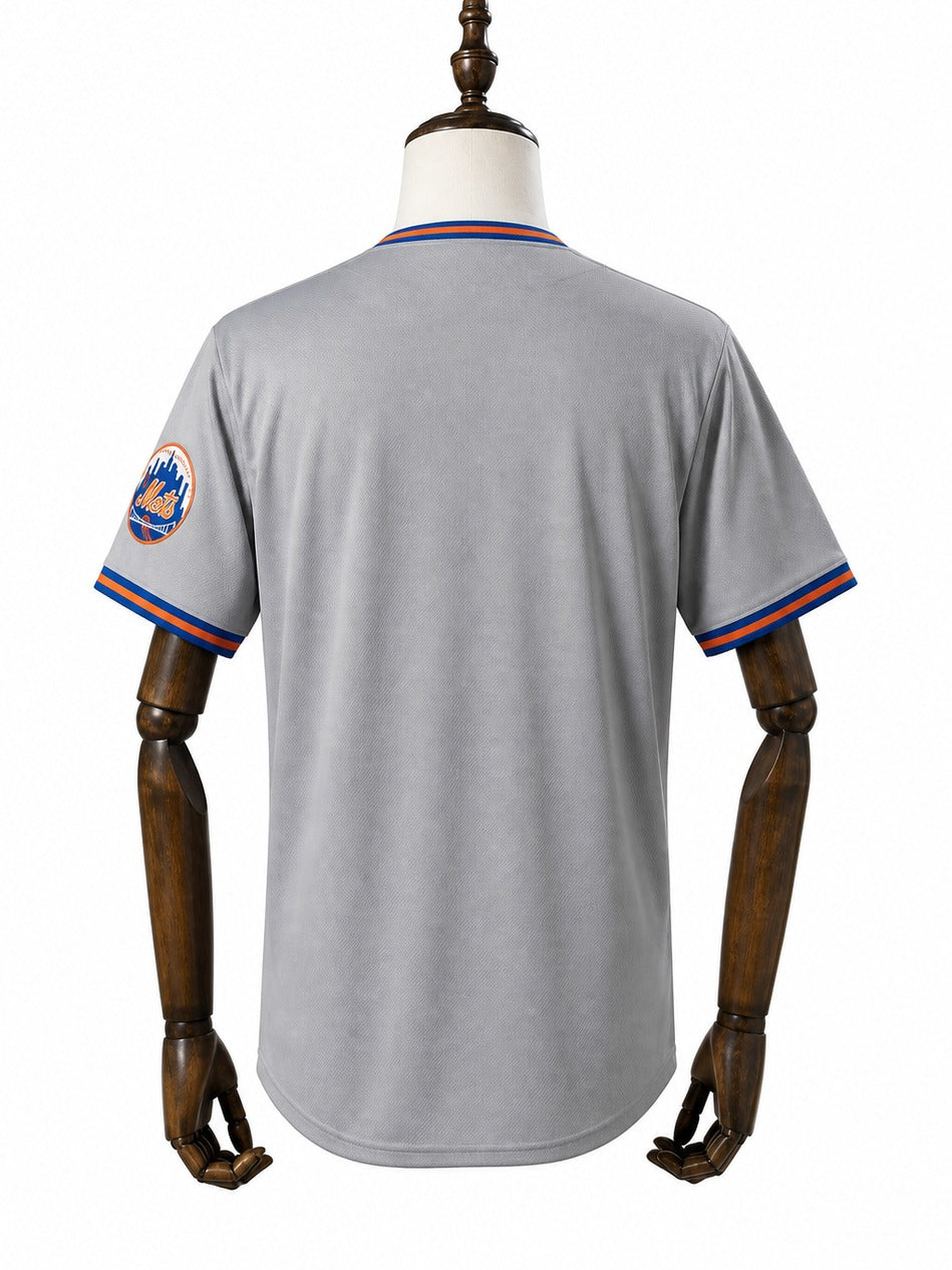 New York Mets MLB – Camisa Oficial Segunda (Away) verso manequim fundo branco