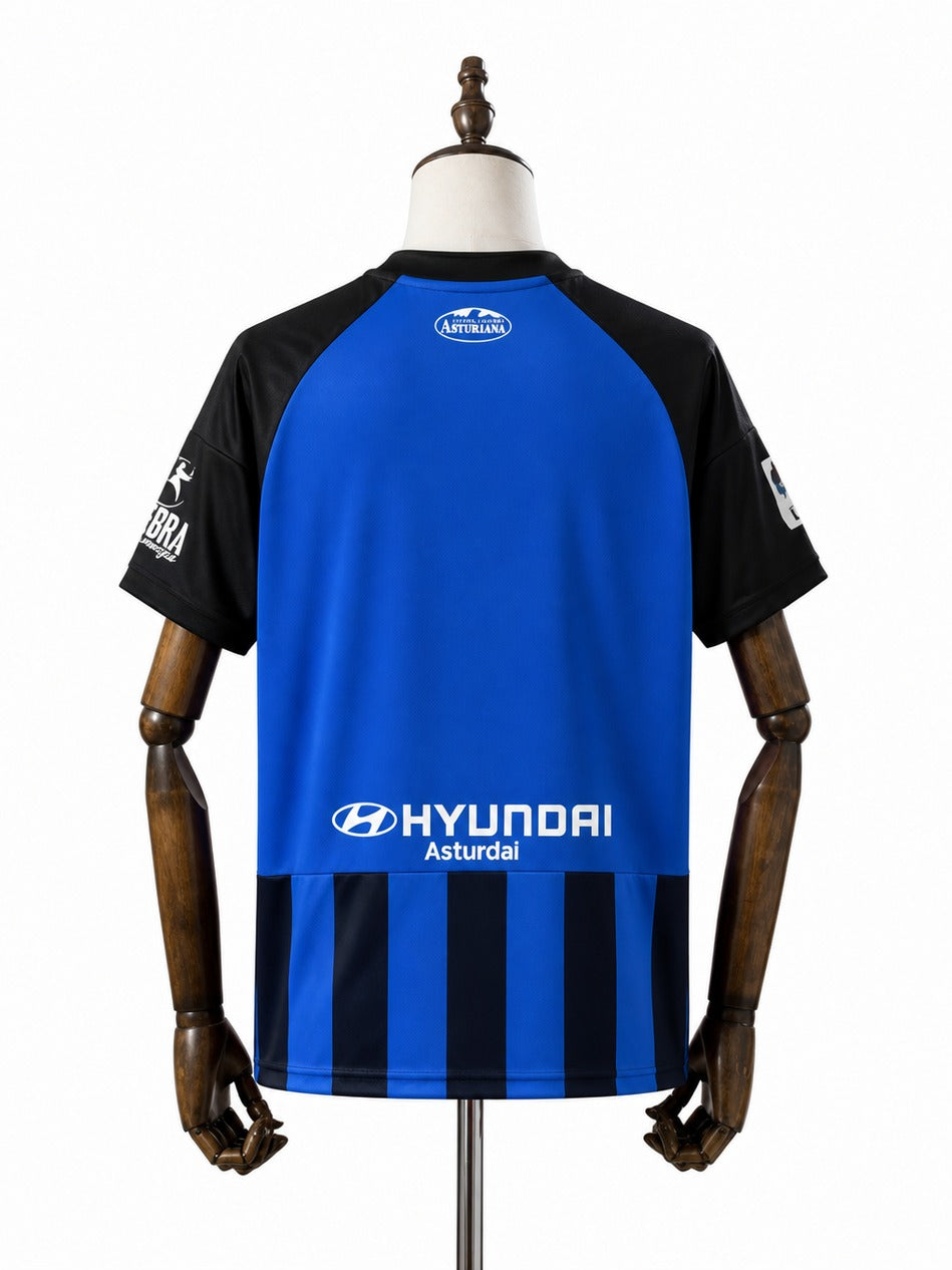 Camisa Real Oviedo - 1º Uniforme Torcedor 2026/27 verso manequim fundo branco