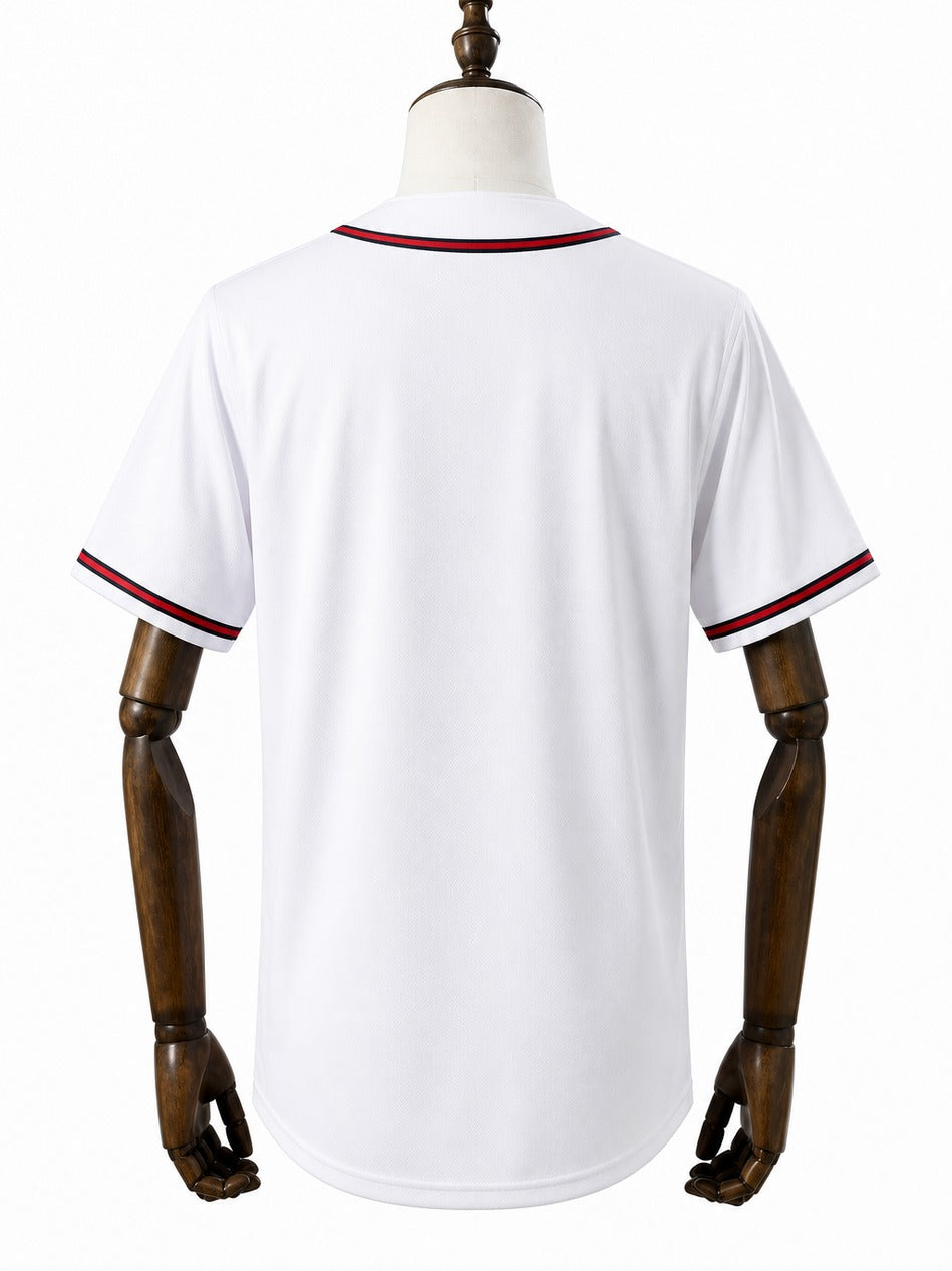 Atlanta Braves MLB – Camisa Oficial Primeira (Home) verso manequim fundo branco