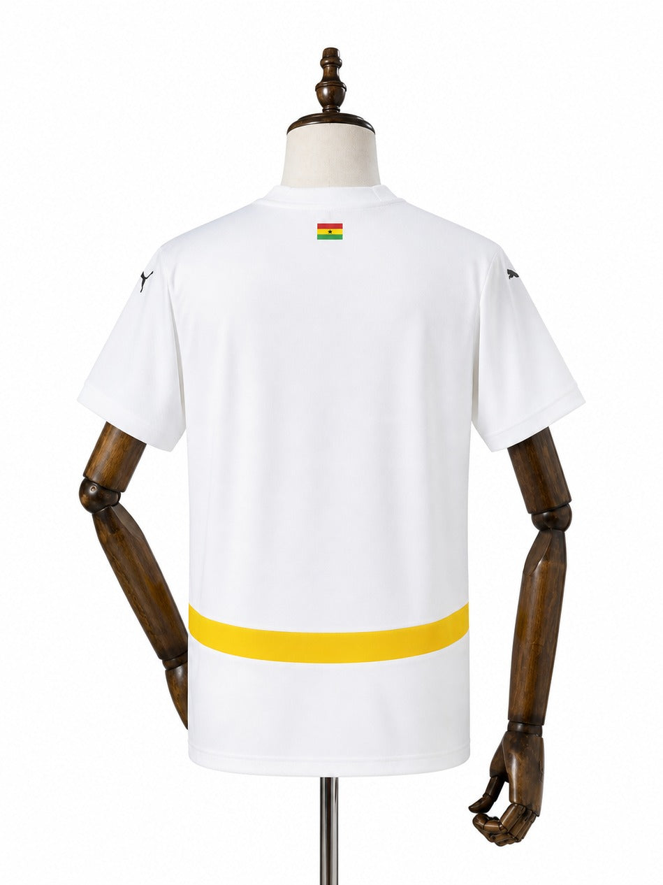 Camisa Seleção Gana - 1º Uniforme Torcedor 2026 verso manequim fundo branco