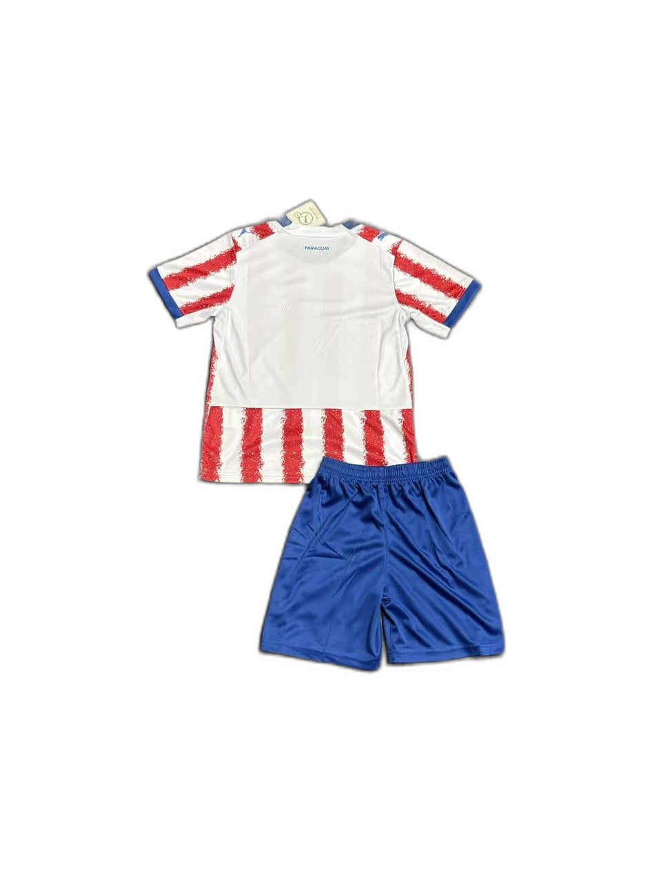 Camisa 2026-27 Paraguay Home Infantil verso fundo branco