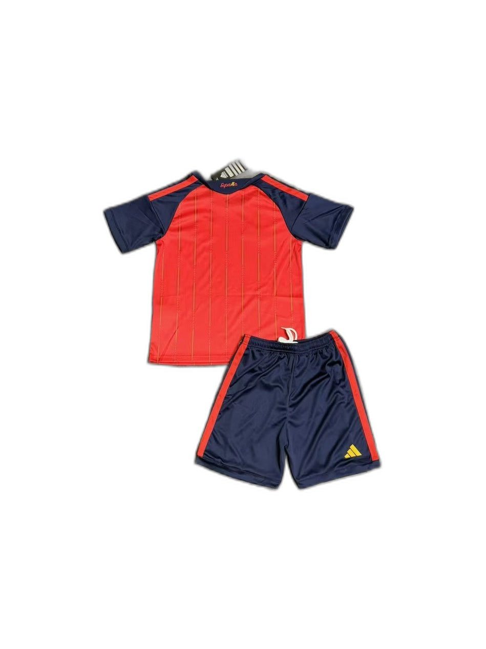 Camisa 2026 Spain Home Infantil verso fundo branco