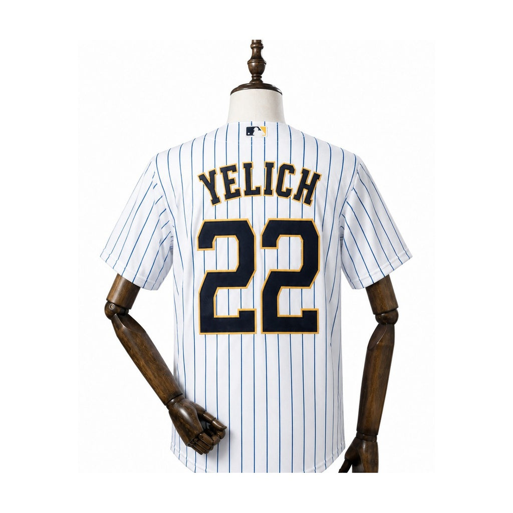 Milwaukee Brewers MLB – Camisa Oficial Primeira (Home) verso manequim fundo branco