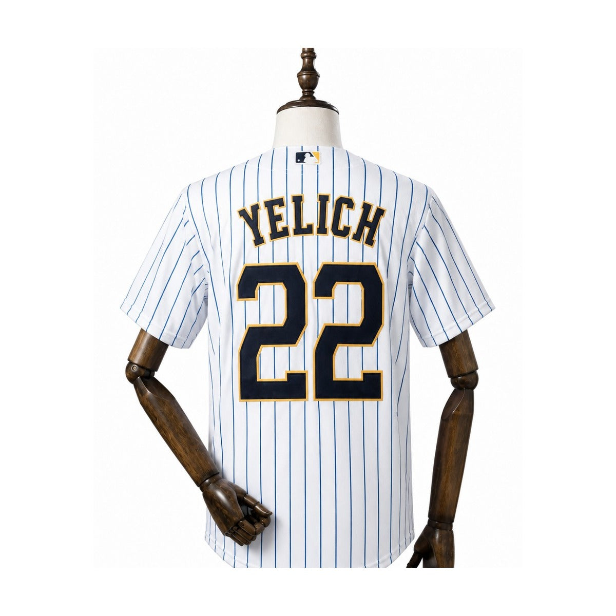 Milwaukee Brewers MLB – Camisa Oficial Primeira (Home) verso manequim fundo branco